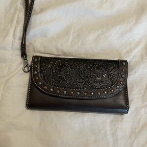 Western Brown Leather Clutch